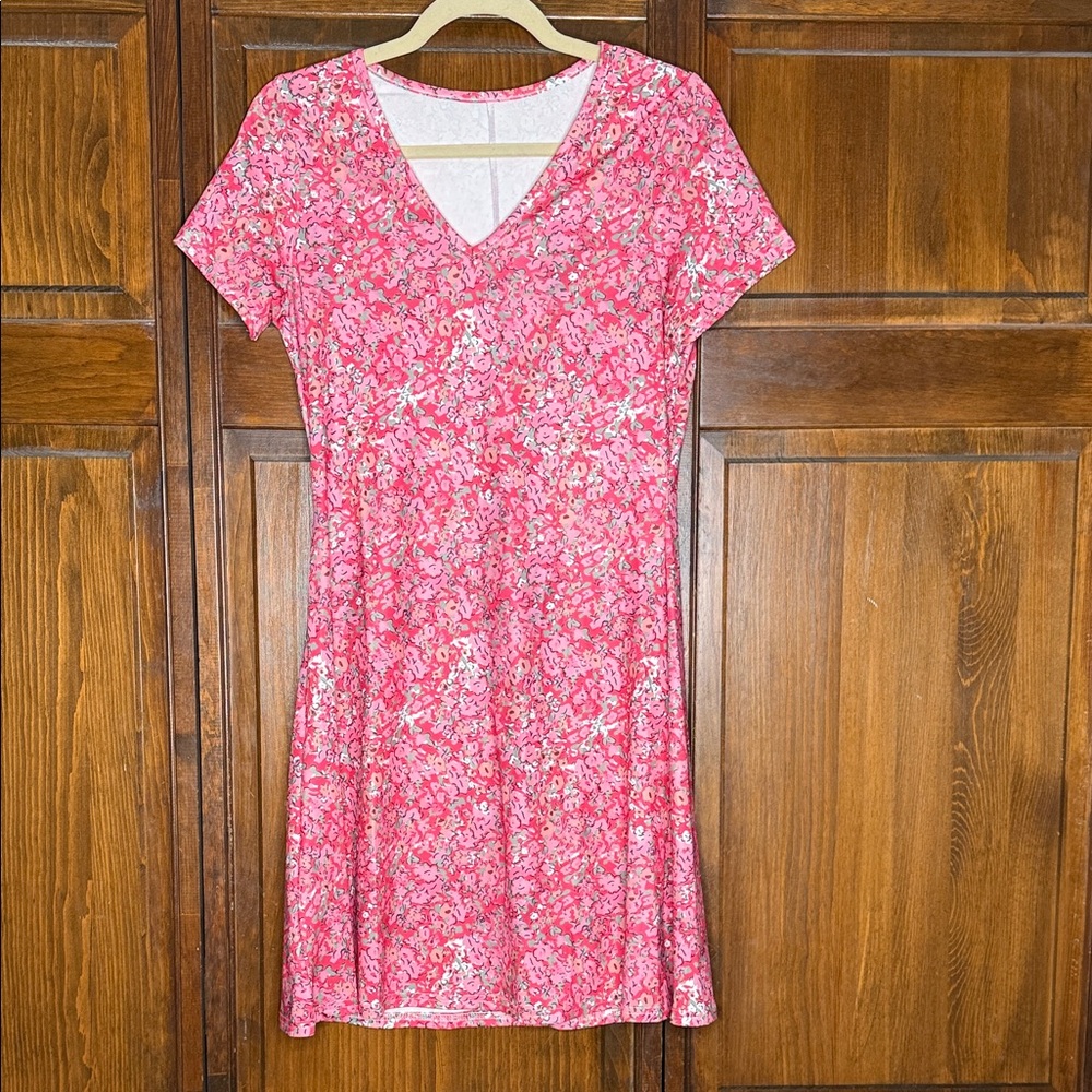 Floral Pink V-Neck Dress
